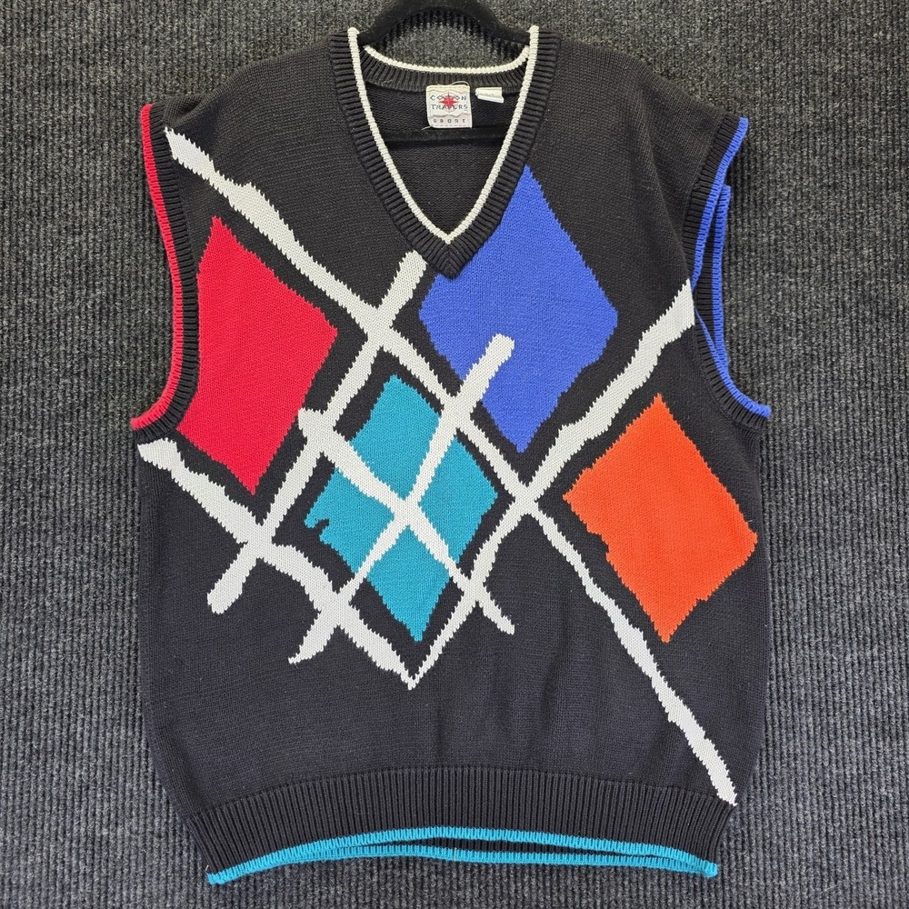 Vintage Cotton Traders Sweater Vest Mens XL Tall Chunky V Neck Golf Knit
